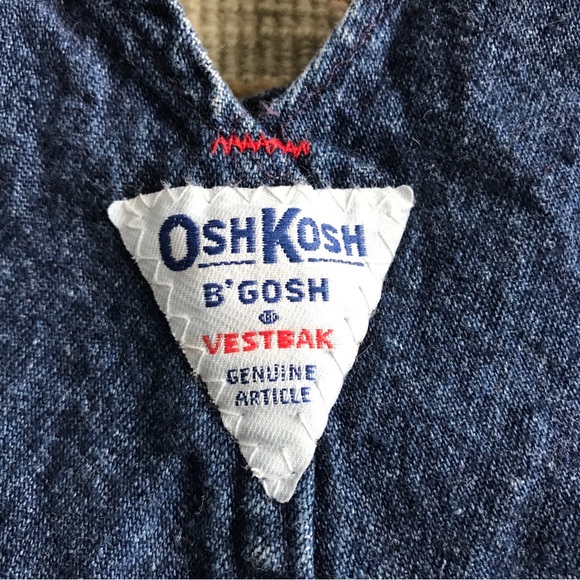 Vintage OshKosh B’gosh Sz 18 M Blue Denim Plaid Vestbak Overalls Made in USA - Picture 12 of 16